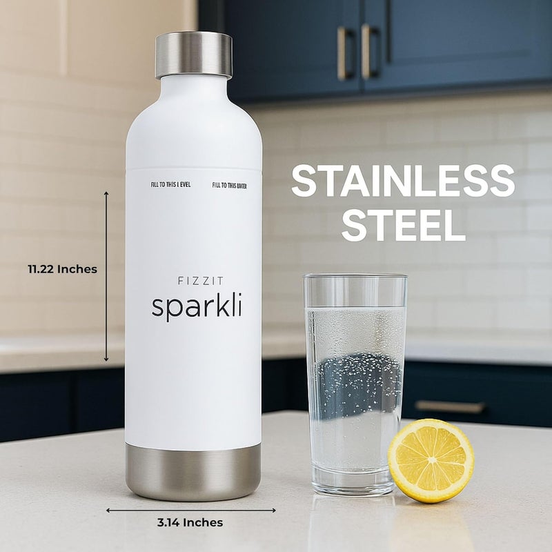 Fizz It Stainless Steel Carbonation Bottle and Water Bottle | Compatible With Philips Carbonation Soda Maker and Aarke Soda Makers, Dishwasher Safe (SSB-W) - Image 5